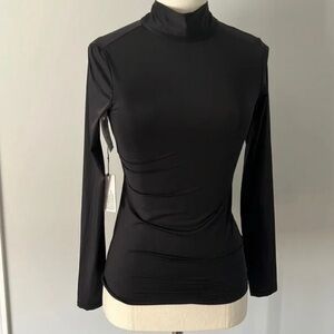 Aritzia Babaton Clyde Long Sleeve Top with Ties at Neck. Black. Size XXS.